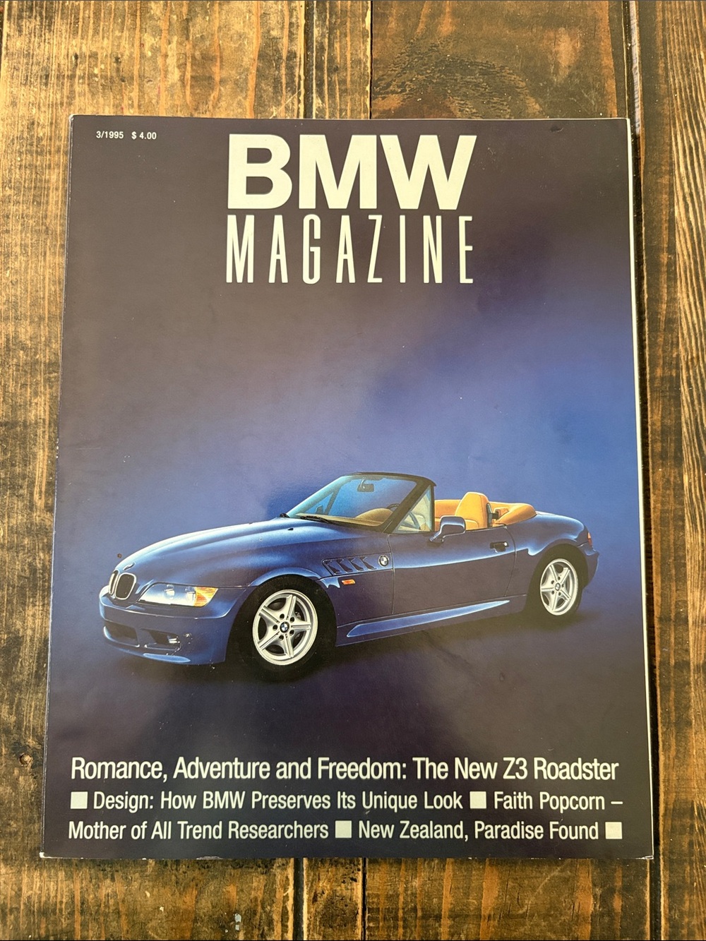 90’s vintage BMW Magazine Blue Z3 Roadster Issue 3/1995